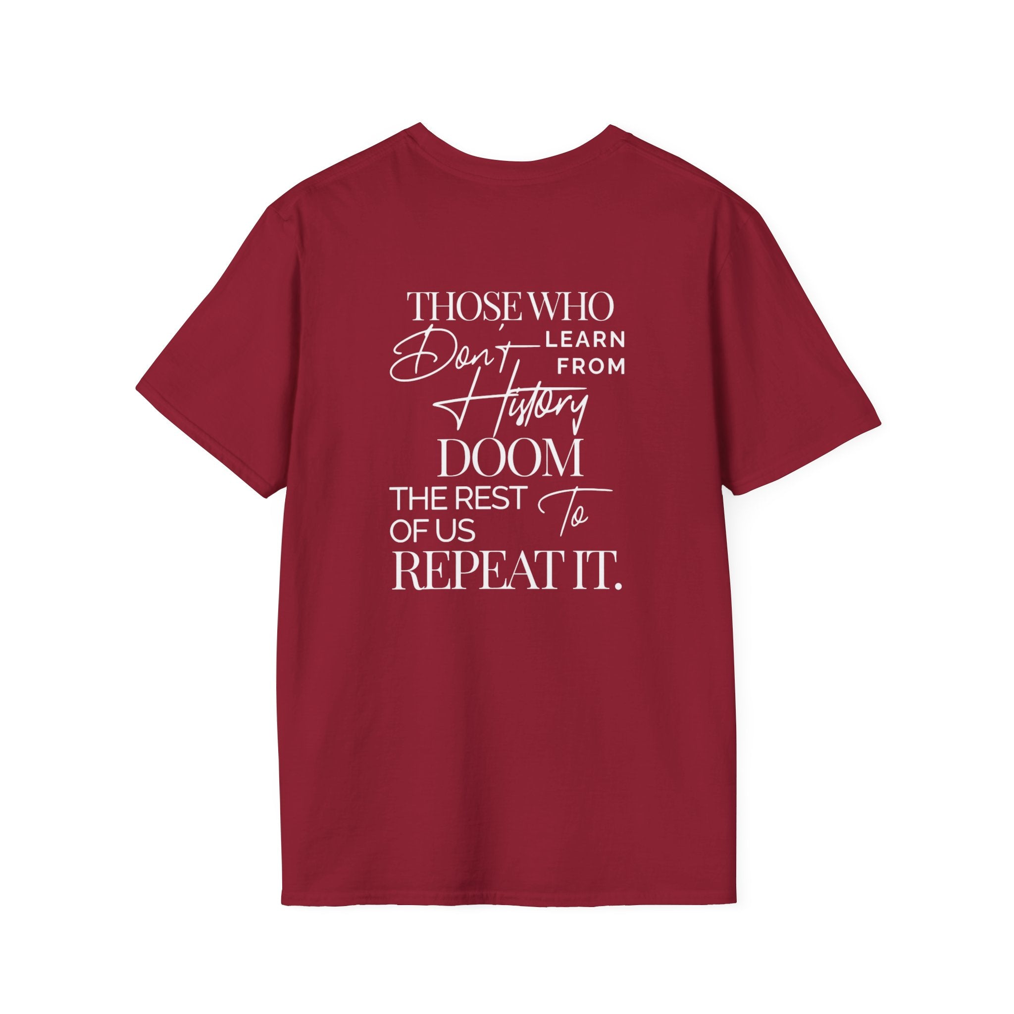 Patriotic Unisex Softstyle T-Shirt - "USA" & History Quote Design