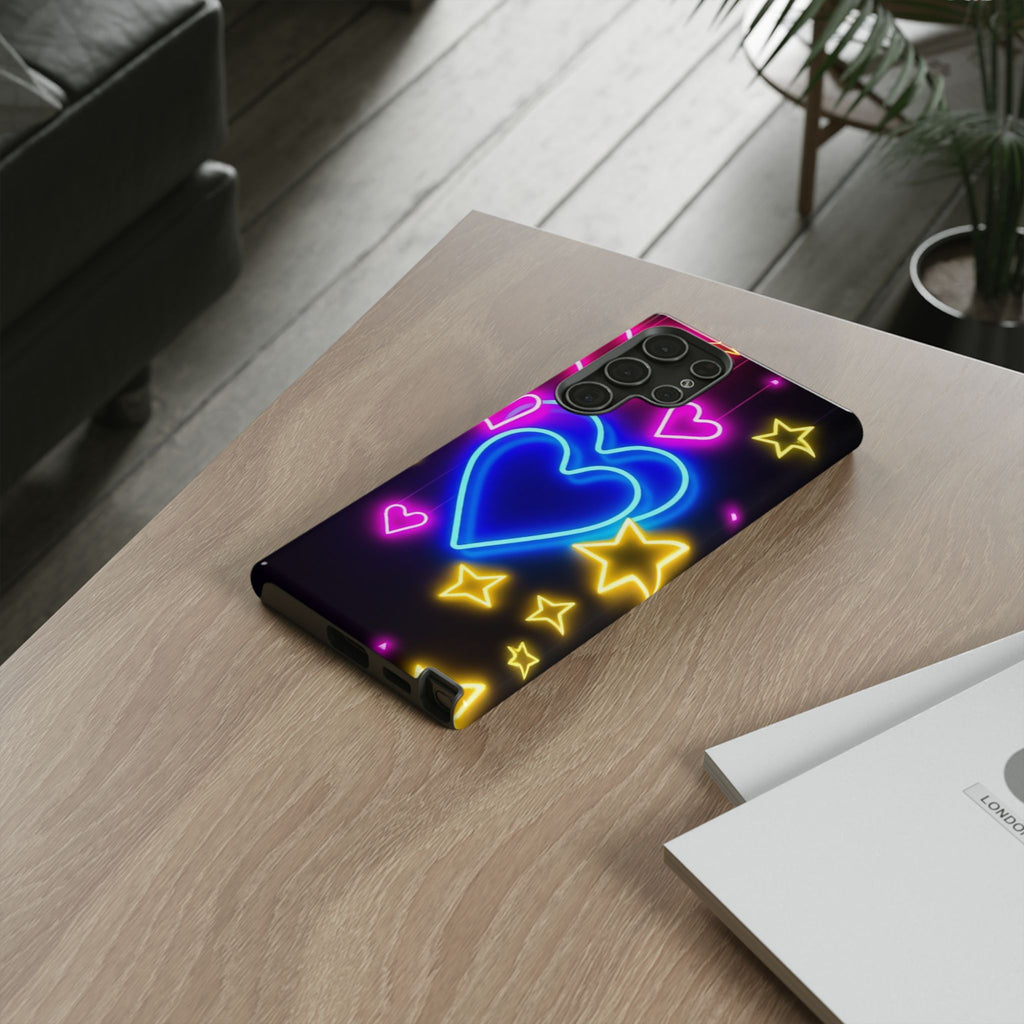 Android OR iPhone Compatible Cases - Neon Love Design - Unique Tough Cases