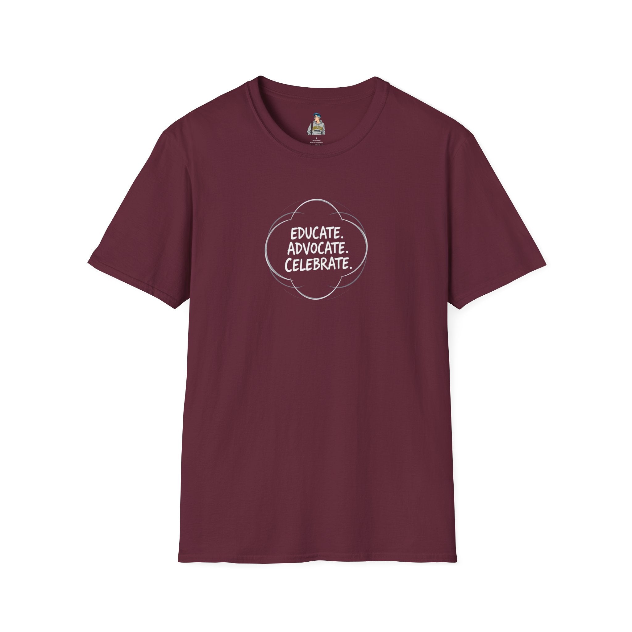 Educate. Advocate. Celebrate. Minimalist Pride T-Shirt