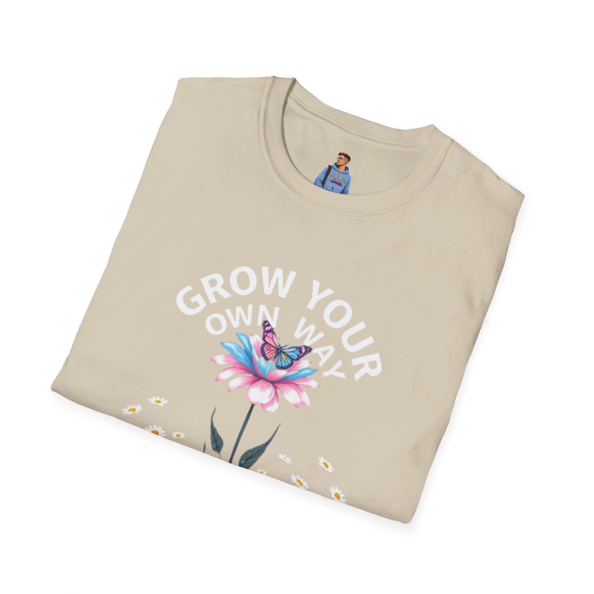 Grow Your Own Way Trans Pride Unisex T-Shirt - Floral Design for Garden Lovers