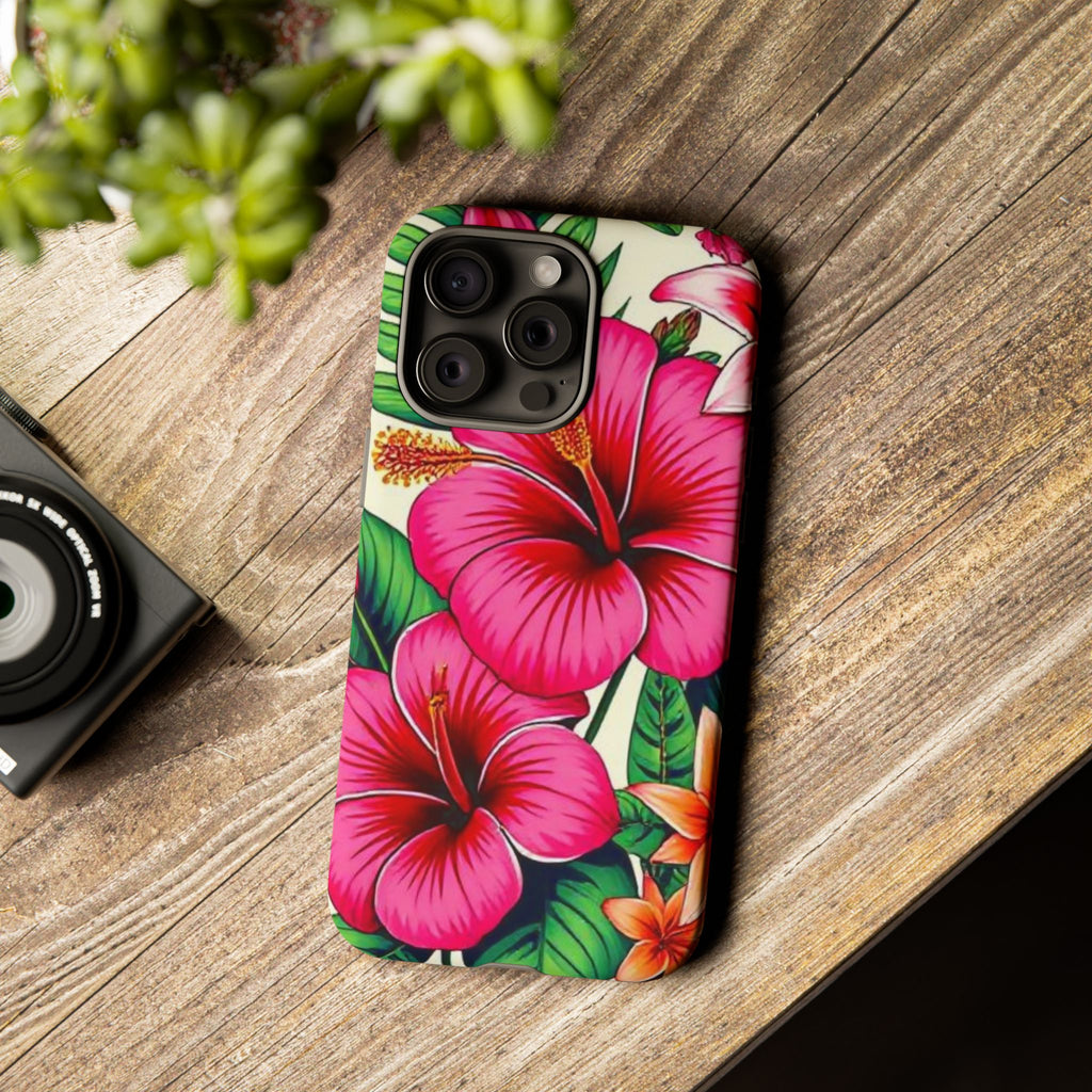 Tropical Hibiscus Phone Case for iPhone — Floral Tough Protective Cover