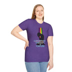 Unisex Softstyle T-Shirt: "Conversion Therapy is Torture" & "We All Belong" - LGBTQ+ Empowerment Tee