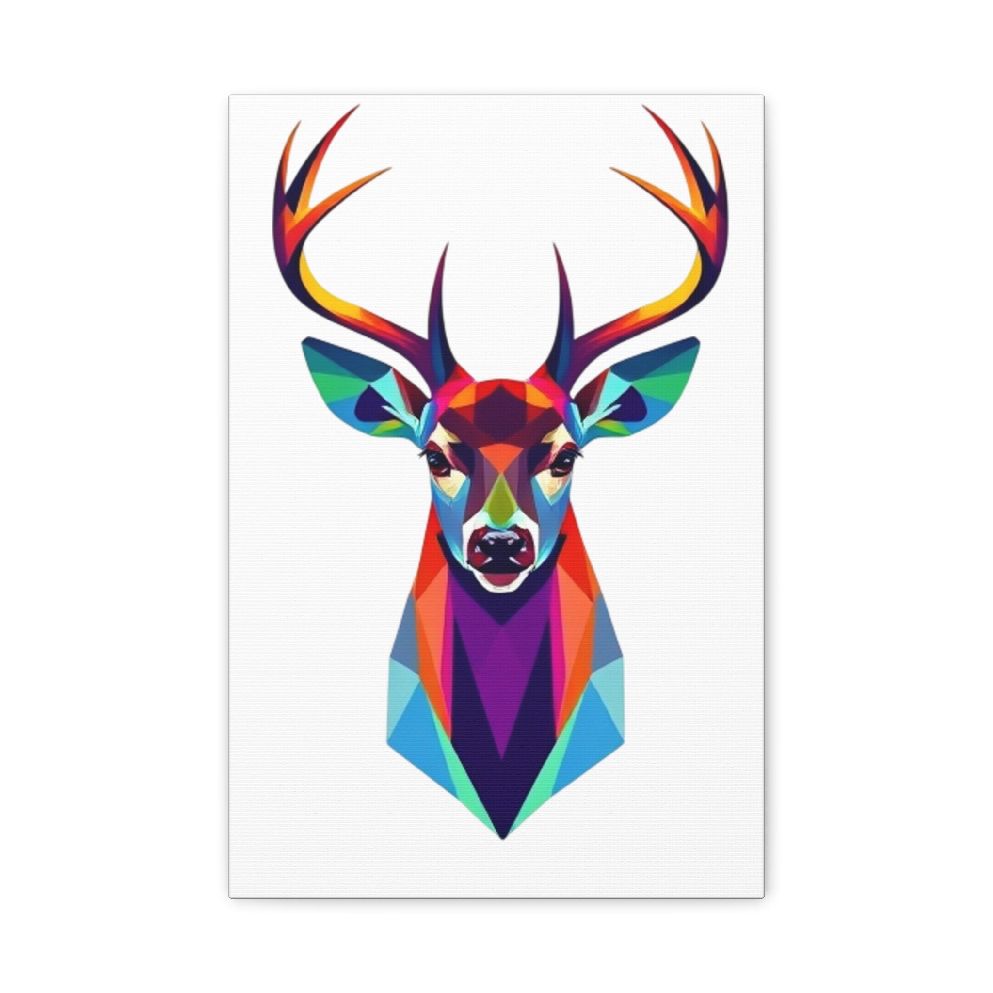Vibrant Stag Canvas Wall Art - Colorful Geometric Deer Decor