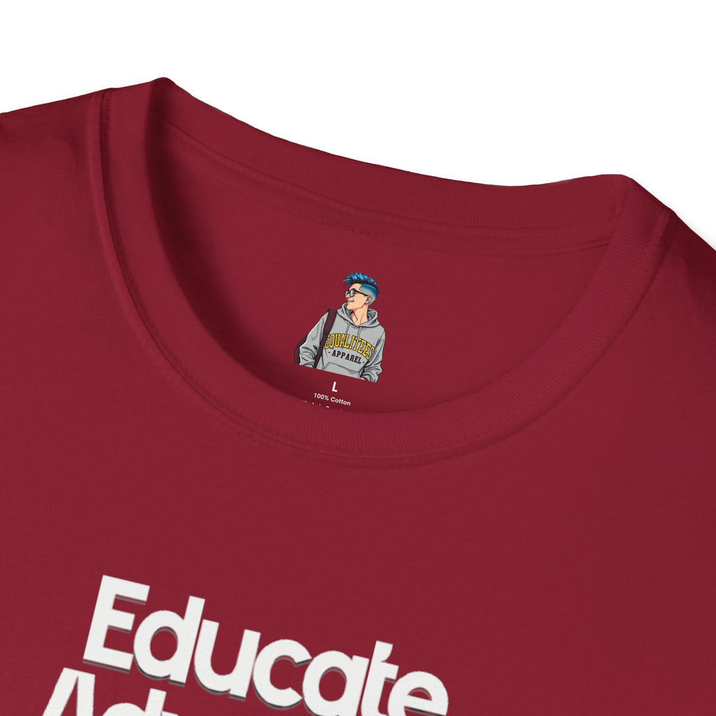 Educate. Advocate. Celebrate. Minimalist Pride T-Shirt - EqualiTees.Me