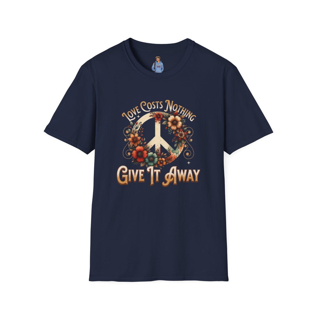 Unisex Softstyle T-Shirt - Love Costs Nothing, Give It Away Floral Peace Design
