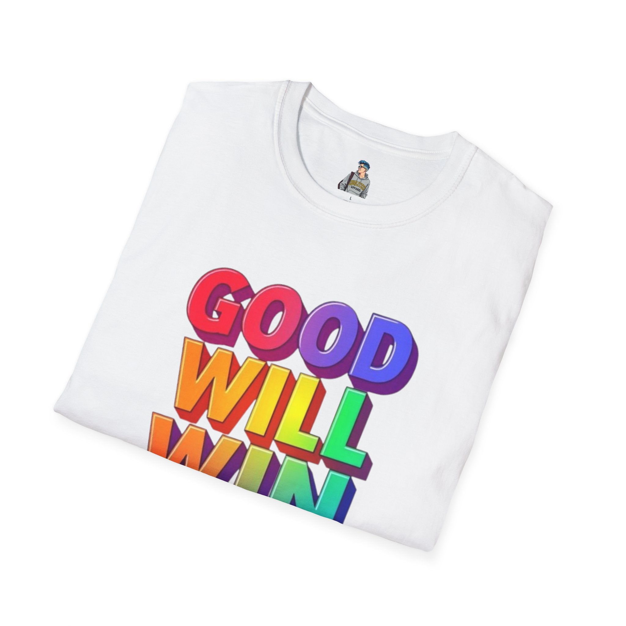 Unisex Softstyle T-Shirt - ' Rainbow Good Will Win' Positive Message Tee