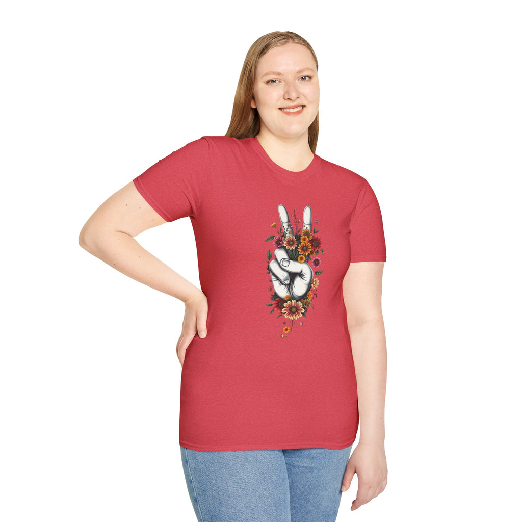 Grow Peace Unisex Softstyle T-Shirt - Boho Inspiration, Perfect for Festivals and Everyday Wear
