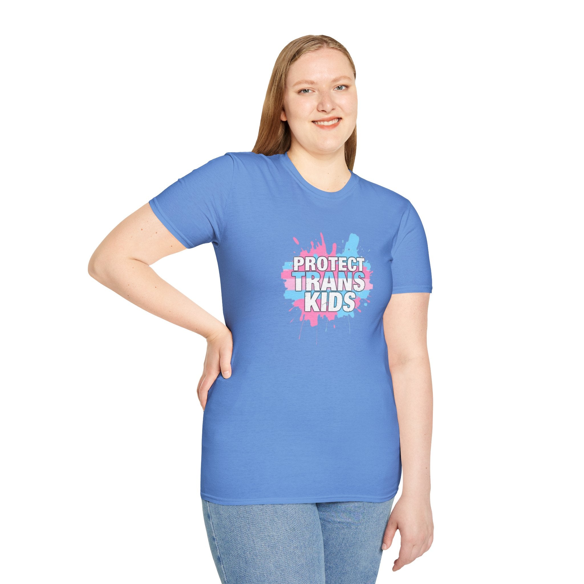 Protect Trans Kids Unisex Softstyle T-Shirt - Supportive LGBTQ+ Apparel