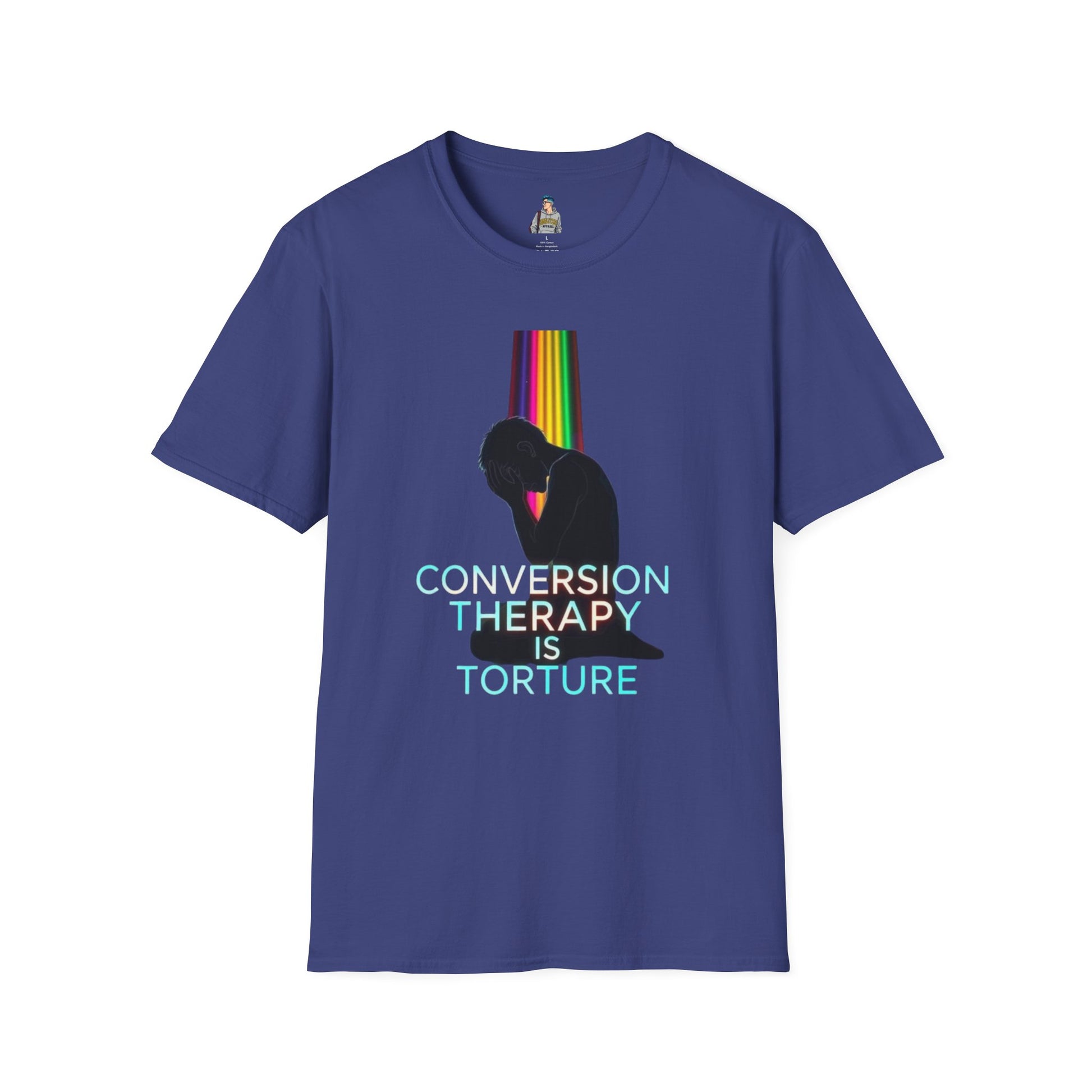 Unisex Softstyle T-Shirt: "Conversion Therapy is Torture" & "We All Belong" - LGBTQ+ Empowerment Tee