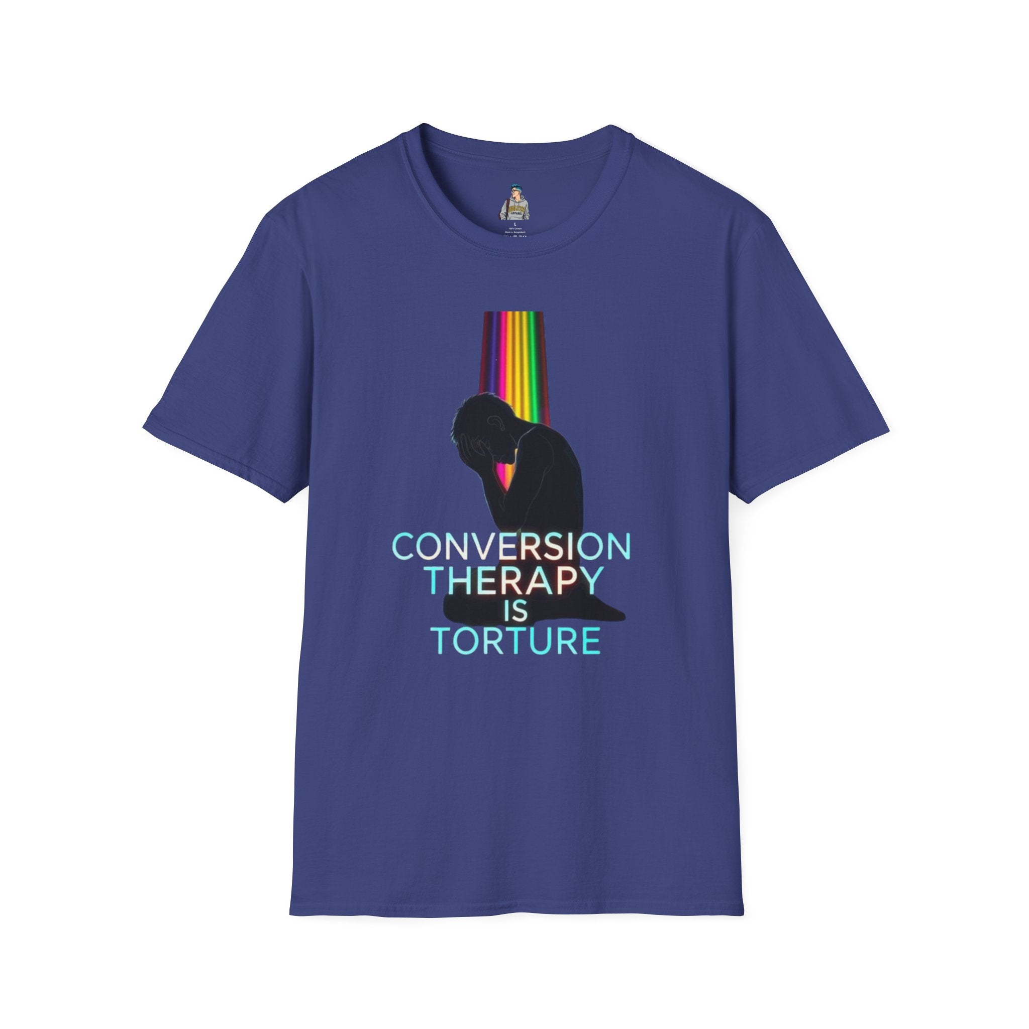 Unisex Softstyle T-Shirt: "Conversion Therapy is Torture" & "We All Belong" - LGBTQ+ Empowerment Tee