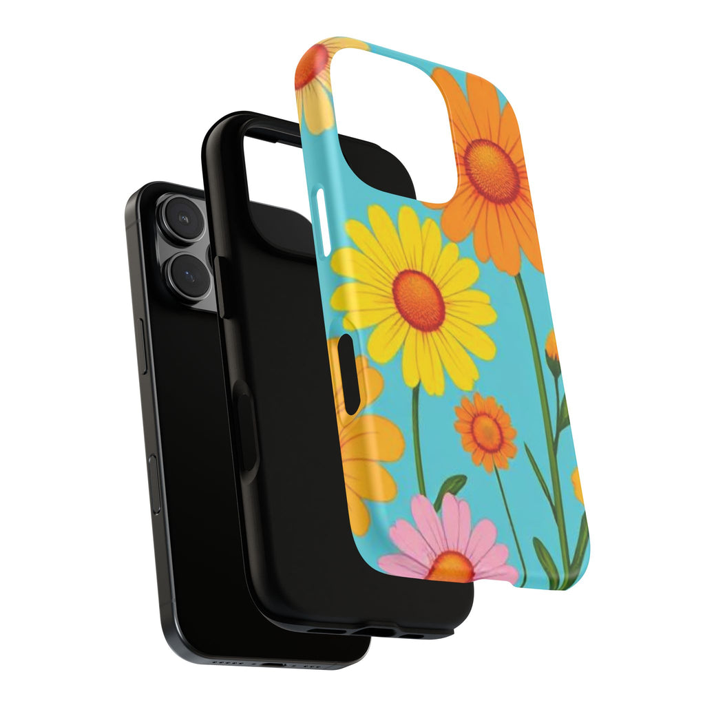 Floral Tough Phone Case for iPhone — Bright Daisy Garden Protective Cover