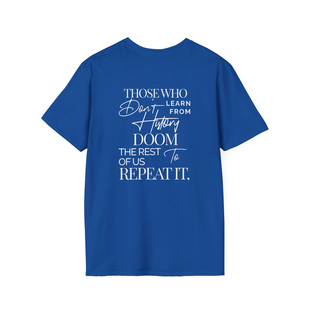 Patriotic Unisex Softstyle T-Shirt - "USA" & History Quote Design