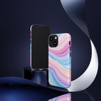 Pastel Marble Tough Phone Case iPhone — Swirled Pink & Blue Protective Cover