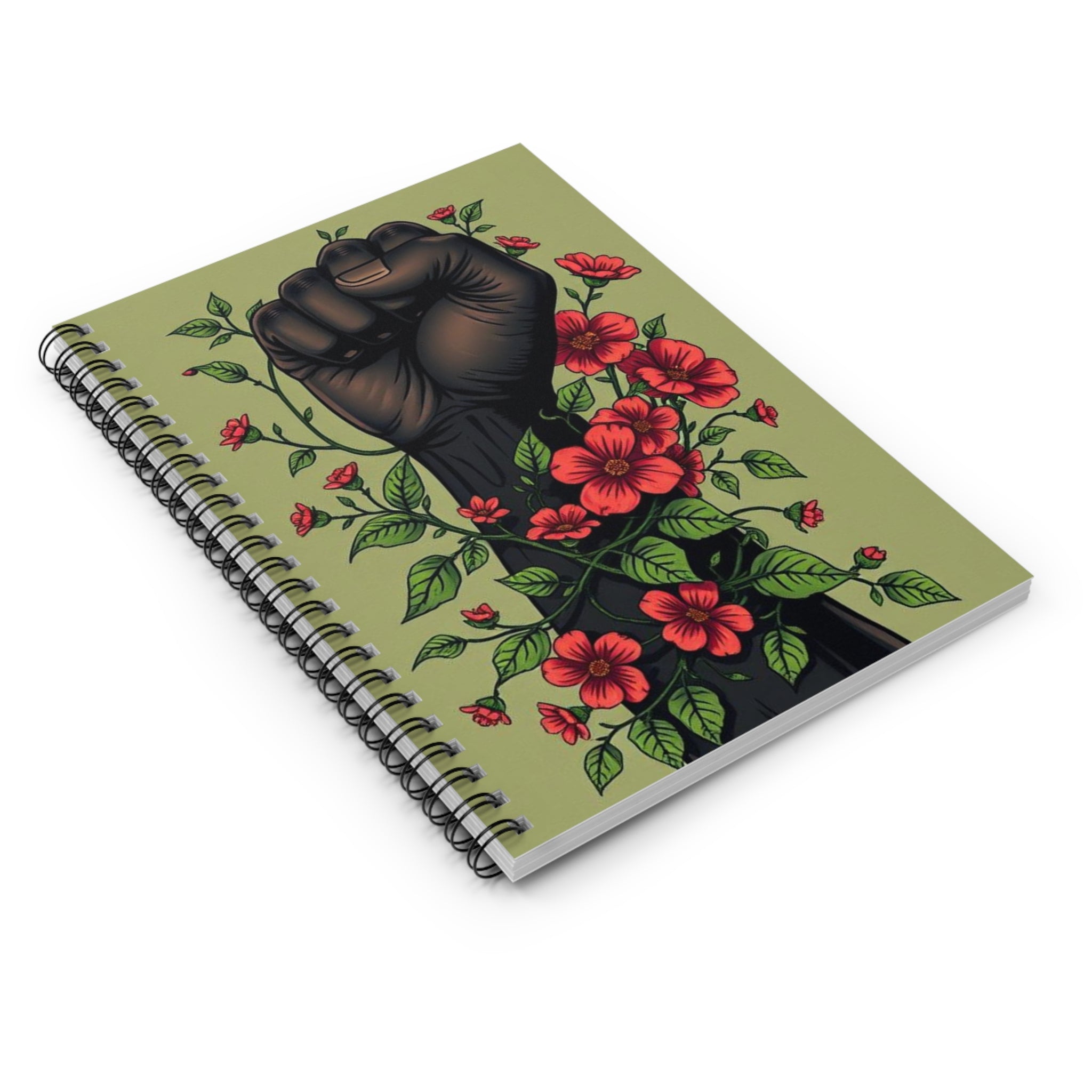 Empowerment Spiral Notebook - Ruled Lines with Floral Fist Design