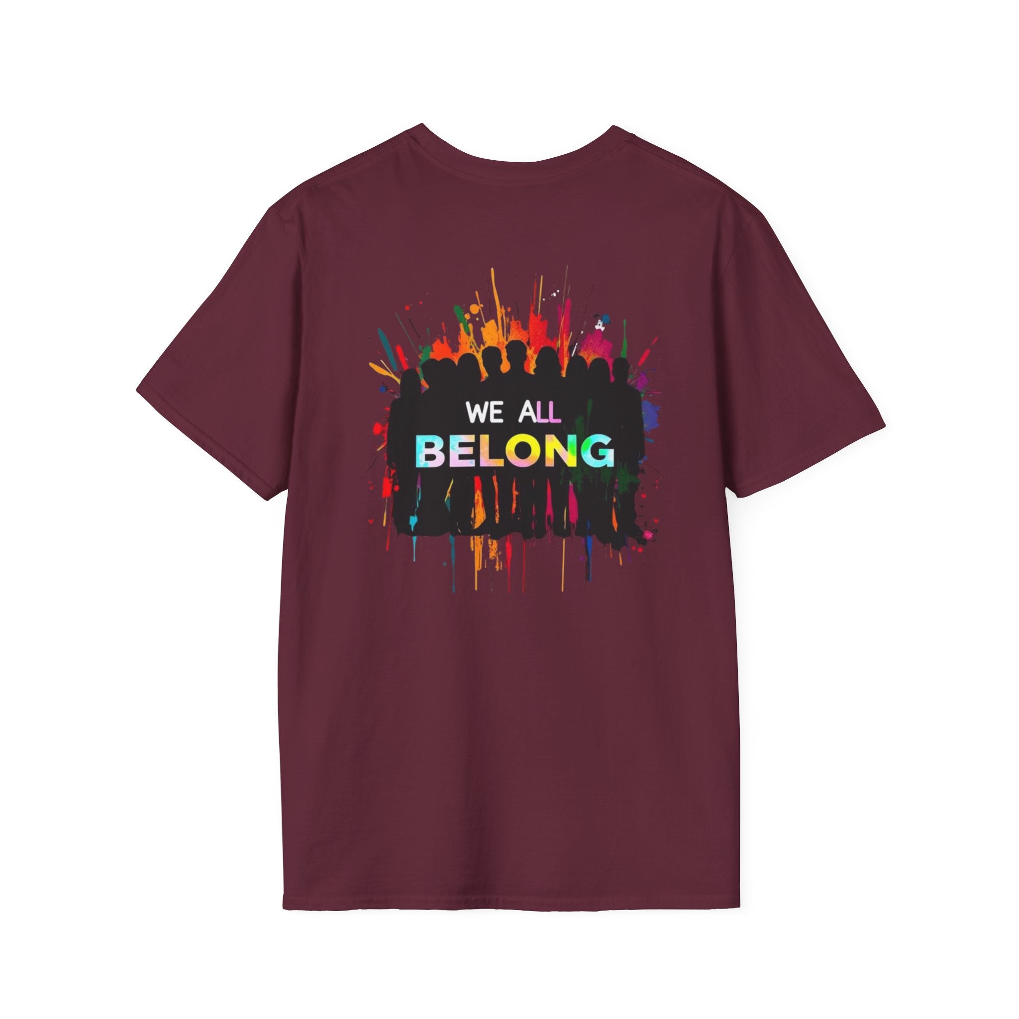 Unisex Softstyle T-Shirt: "Conversion Therapy is Torture" & "We All Belong" - LGBTQ+ Empowerment Tee