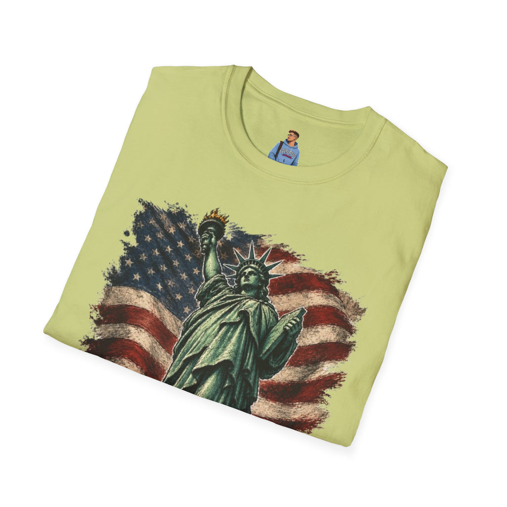 Statue of Liberty Stepping on MAGA American Flag T-Shirt — Patriotic USA Independence Day Tee