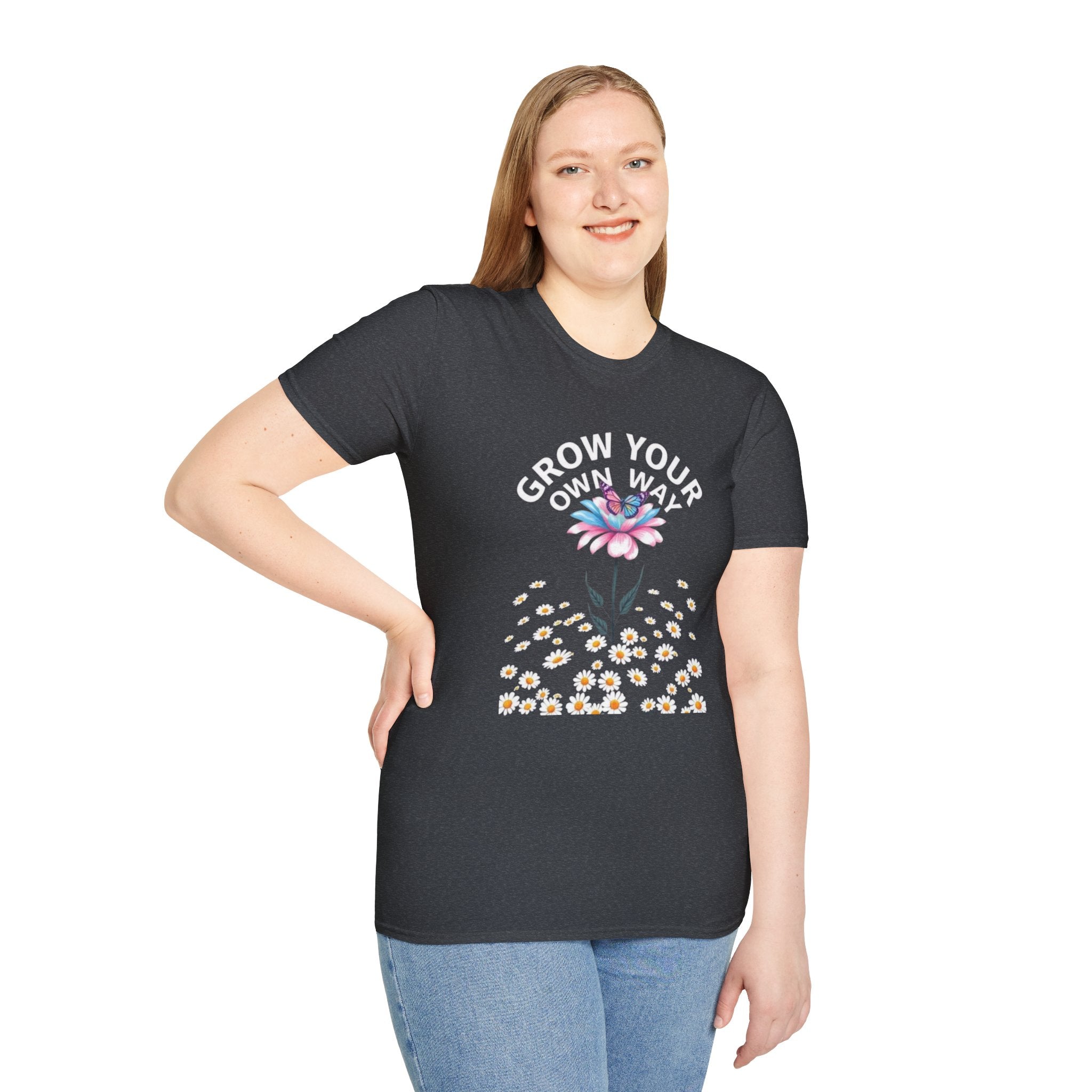 Grow Your Own Way Trans Pride Unisex T-Shirt - Floral Design for Garden Lovers