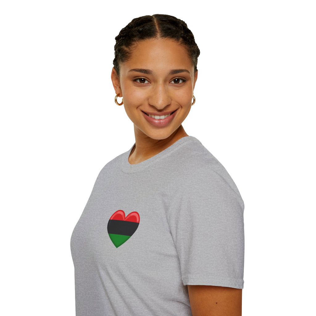 Unity and Heritage Unisex Softstyle T-Shirt with Pan-African Heart