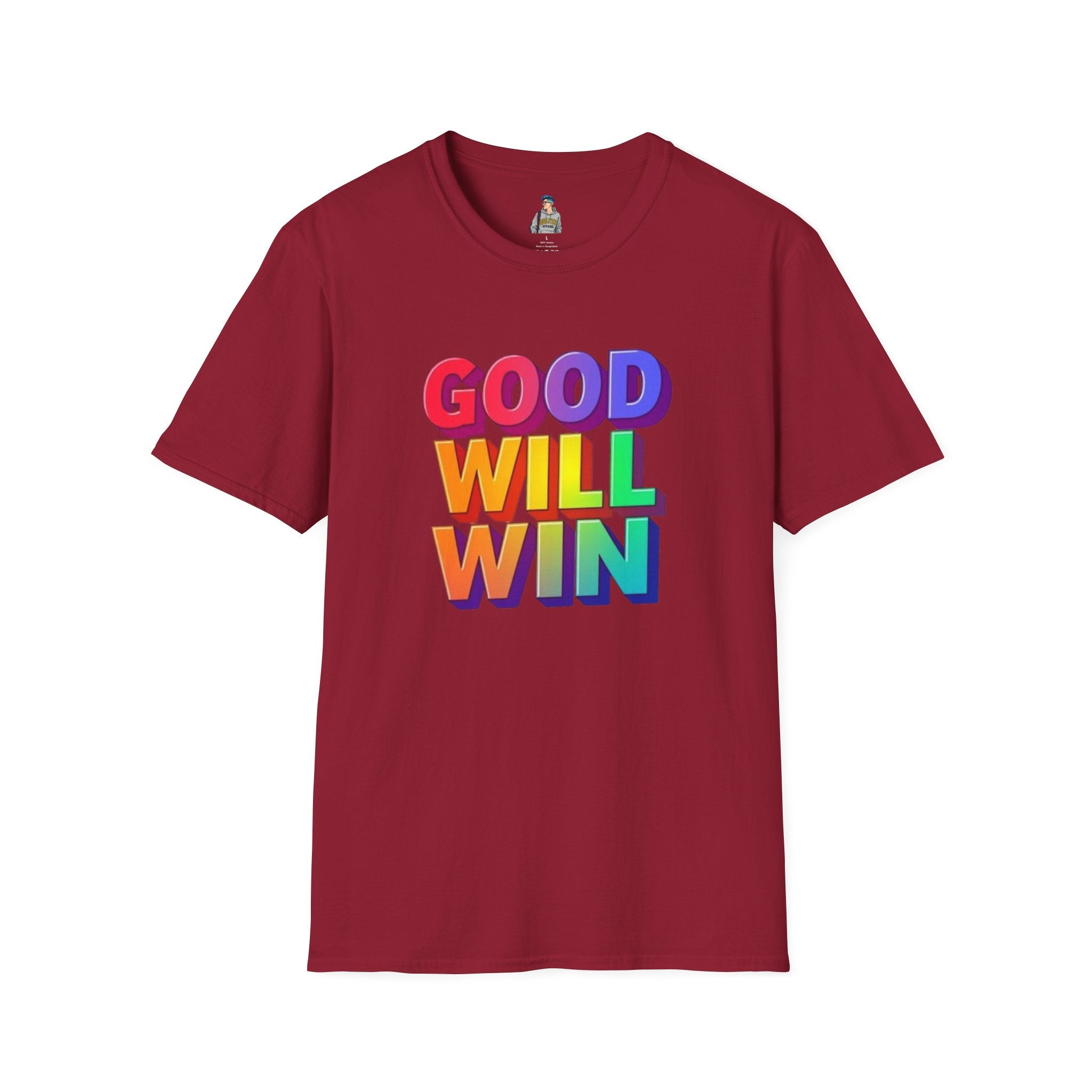 Unisex Softstyle T-Shirt - ' Rainbow Good Will Win' Positive Message Tee
