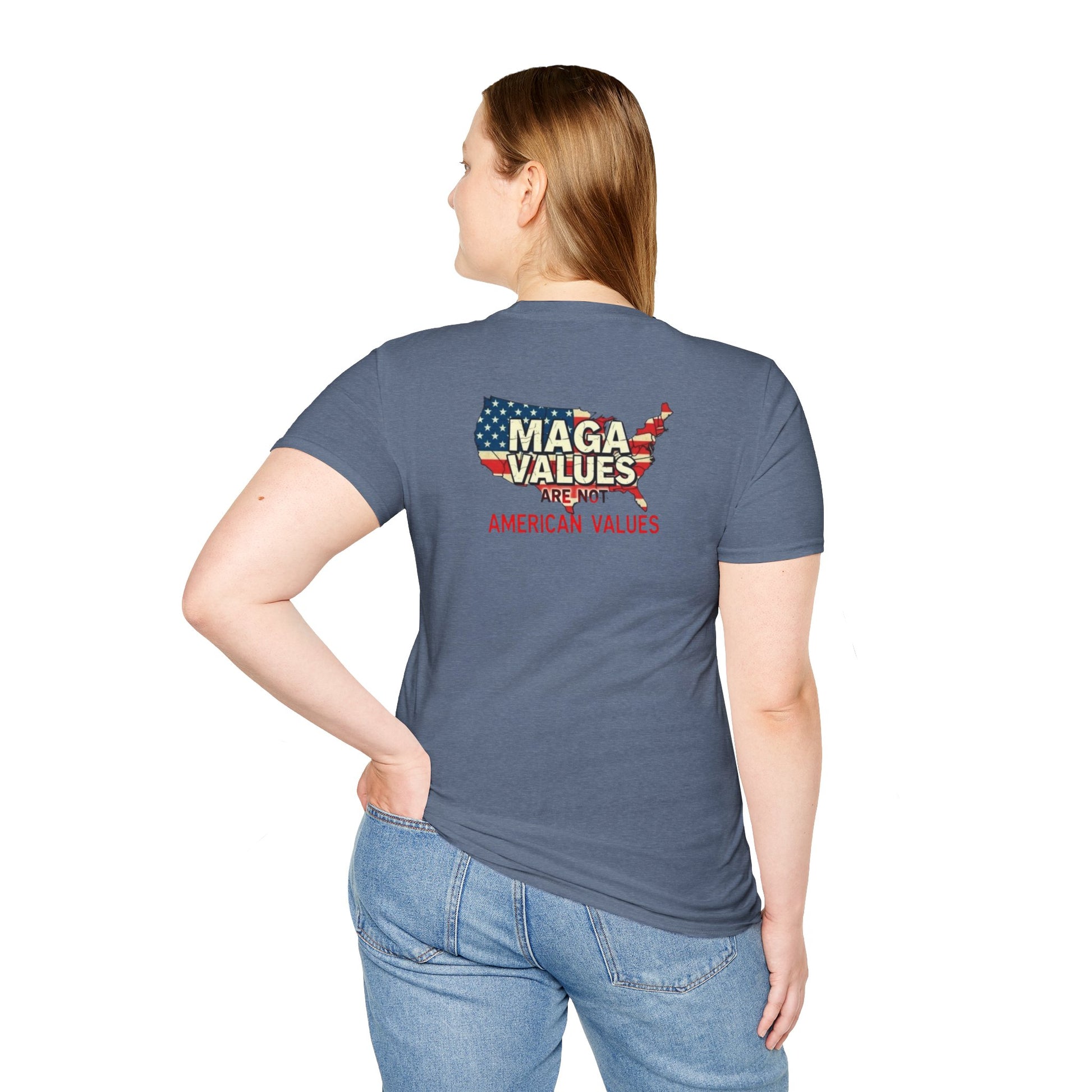 Unisex Softstyle T-Shirt - 'Patriots Don't Vote for Traitors' with USA Flag Design
