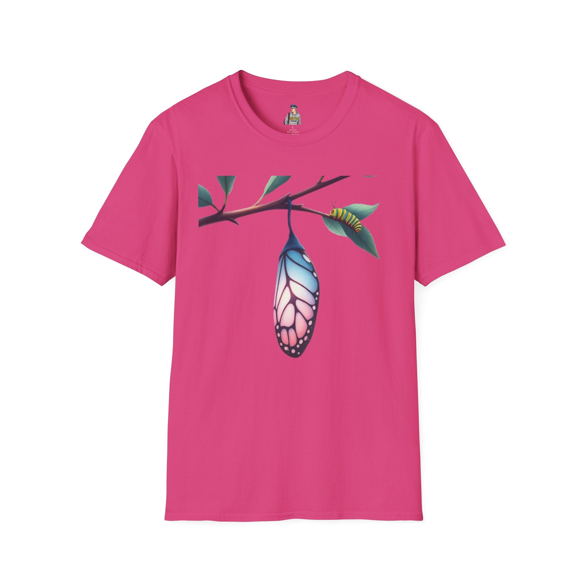 Trans Caterpillar to Butterfly Transformation T-Shirt, Unisex Graphic T-Shirt