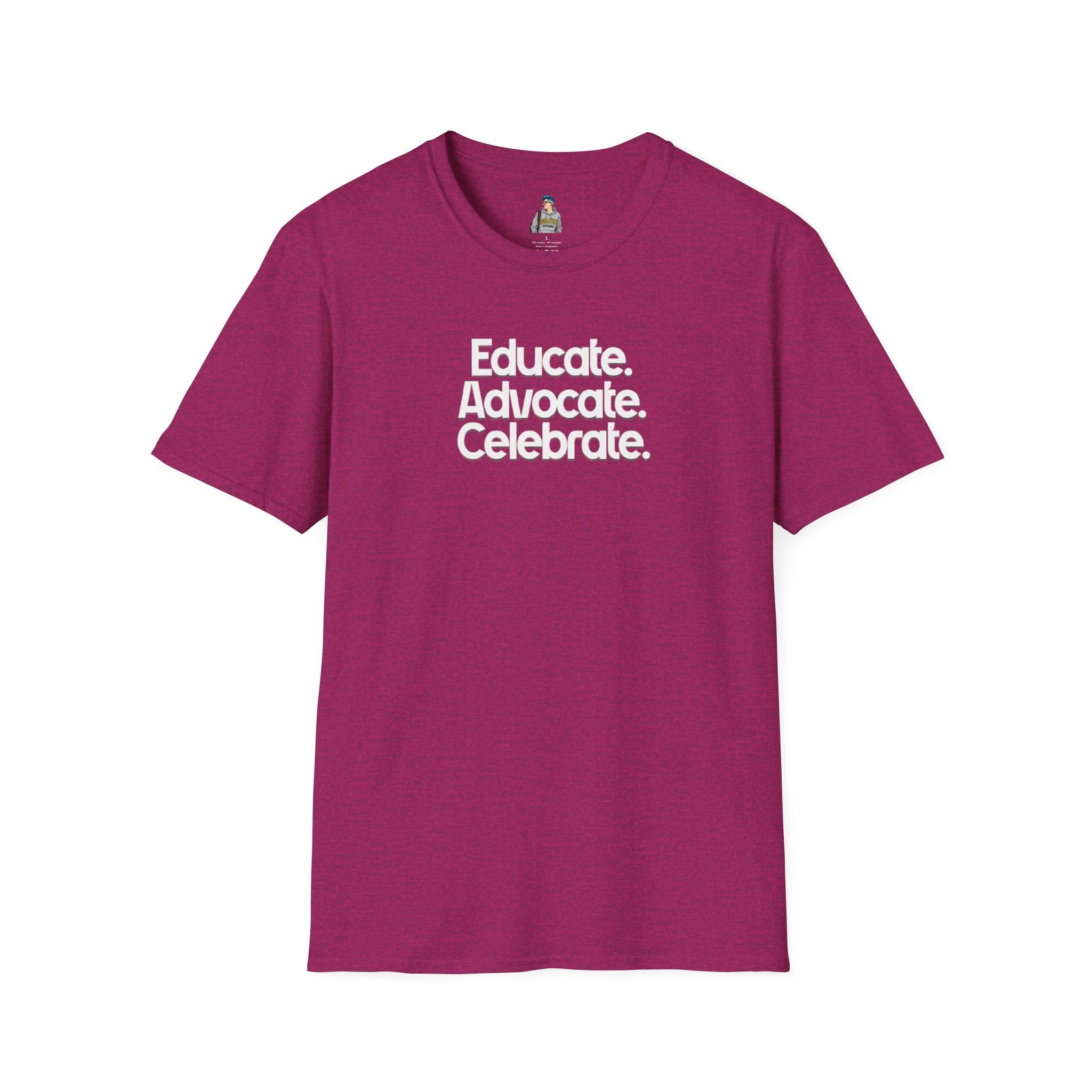 Educate. Advocate. Celebrate. Minimalist Pride T-Shirt - EqualiTees.Me