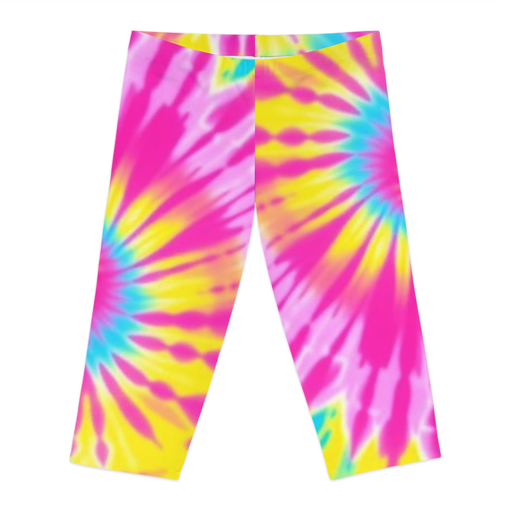 Vibrant Tie-Dye Capri Leggings for Women - Perfect for Festivals & Summer Wear