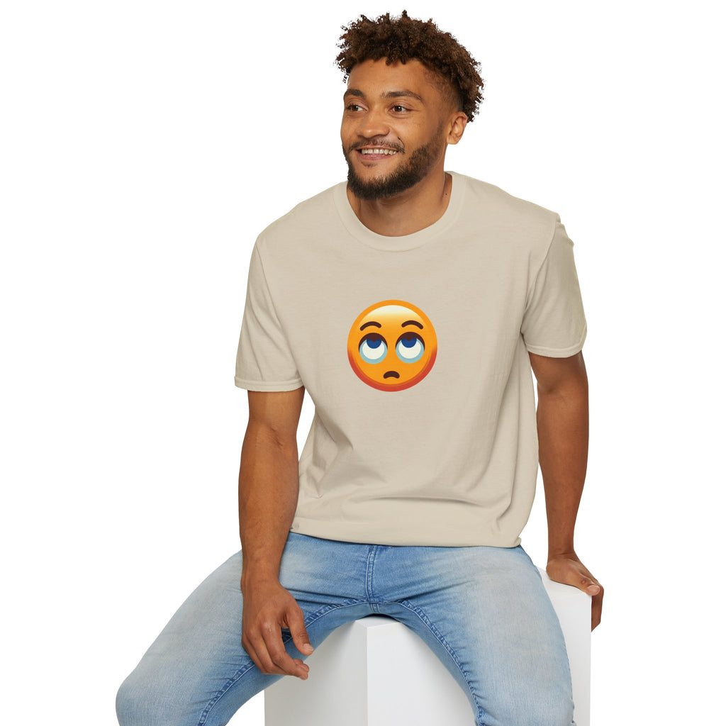 Unisex Softstyle T-Shirt with Eye Roll Emoji | Casual Graphic Tee for Everyday Humor