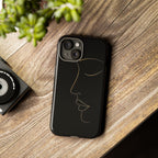 Android OR iPhone Compatible Cases - Gold Line Face Design - Unique Tough Cases