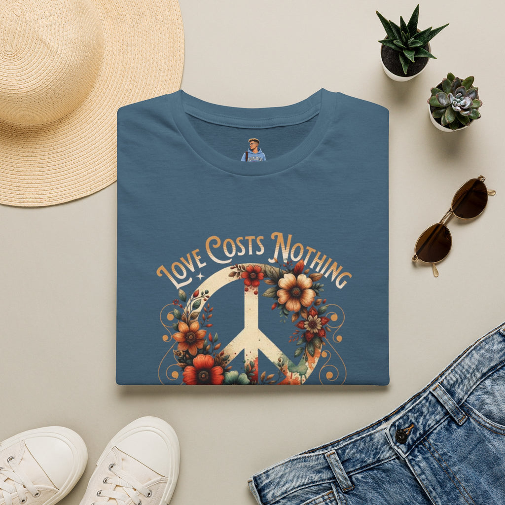 Unisex Softstyle T-Shirt - Love Costs Nothing, Give It Away Floral Peace Design