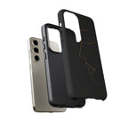 Android OR iPhone Compatible Cases - Gold Line Face Design - Unique Tough Cases