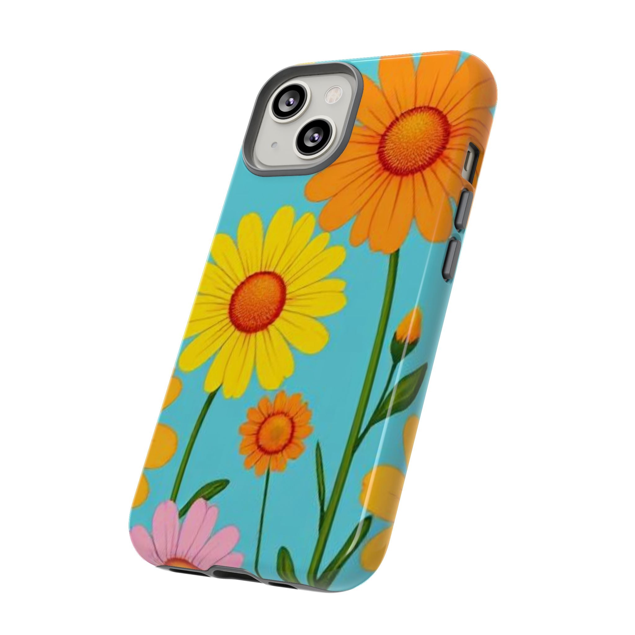Floral Tough Phone Case for iPhone — Bright Daisy Garden Protective Cover
