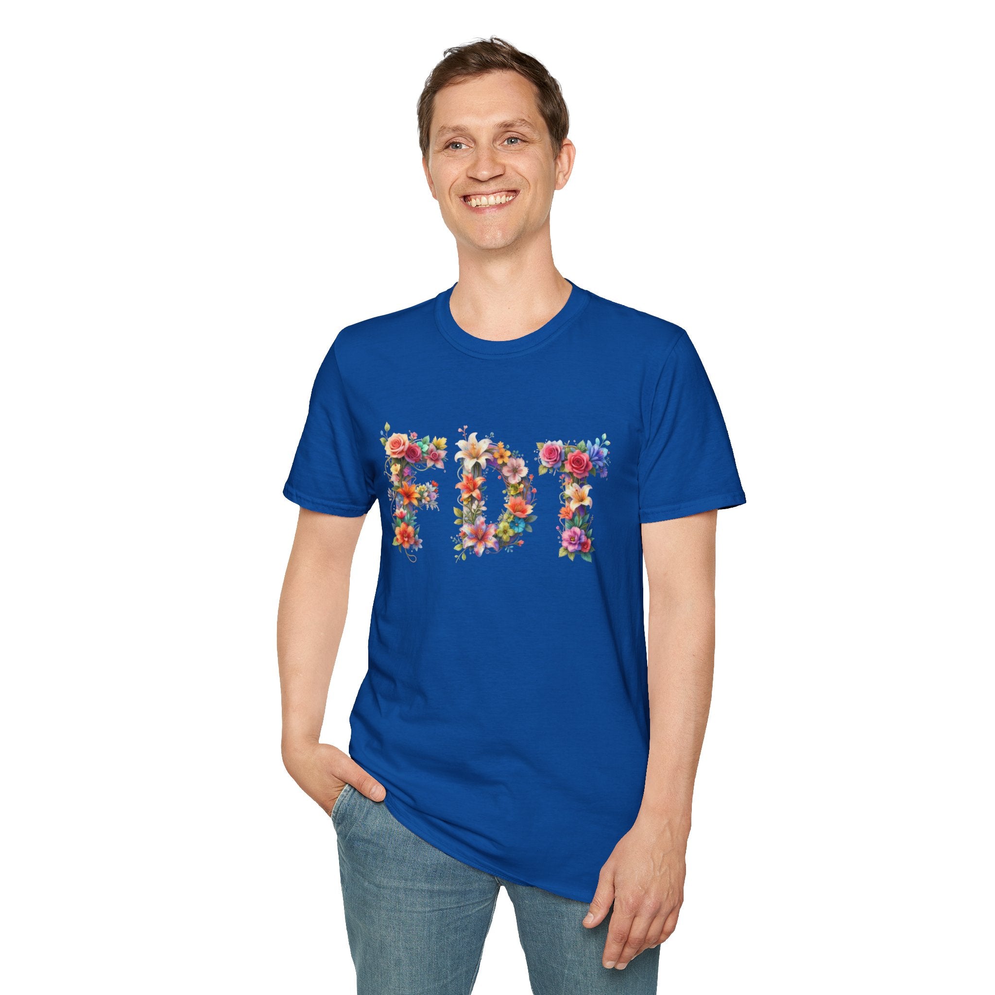FDT Floral Letter Tee — Bold Floral Typography T-Shirt
