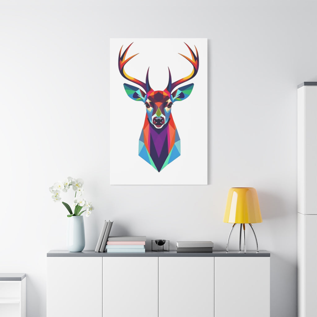 Vibrant Stag Canvas Wall Art - Colorful Geometric Deer Decor