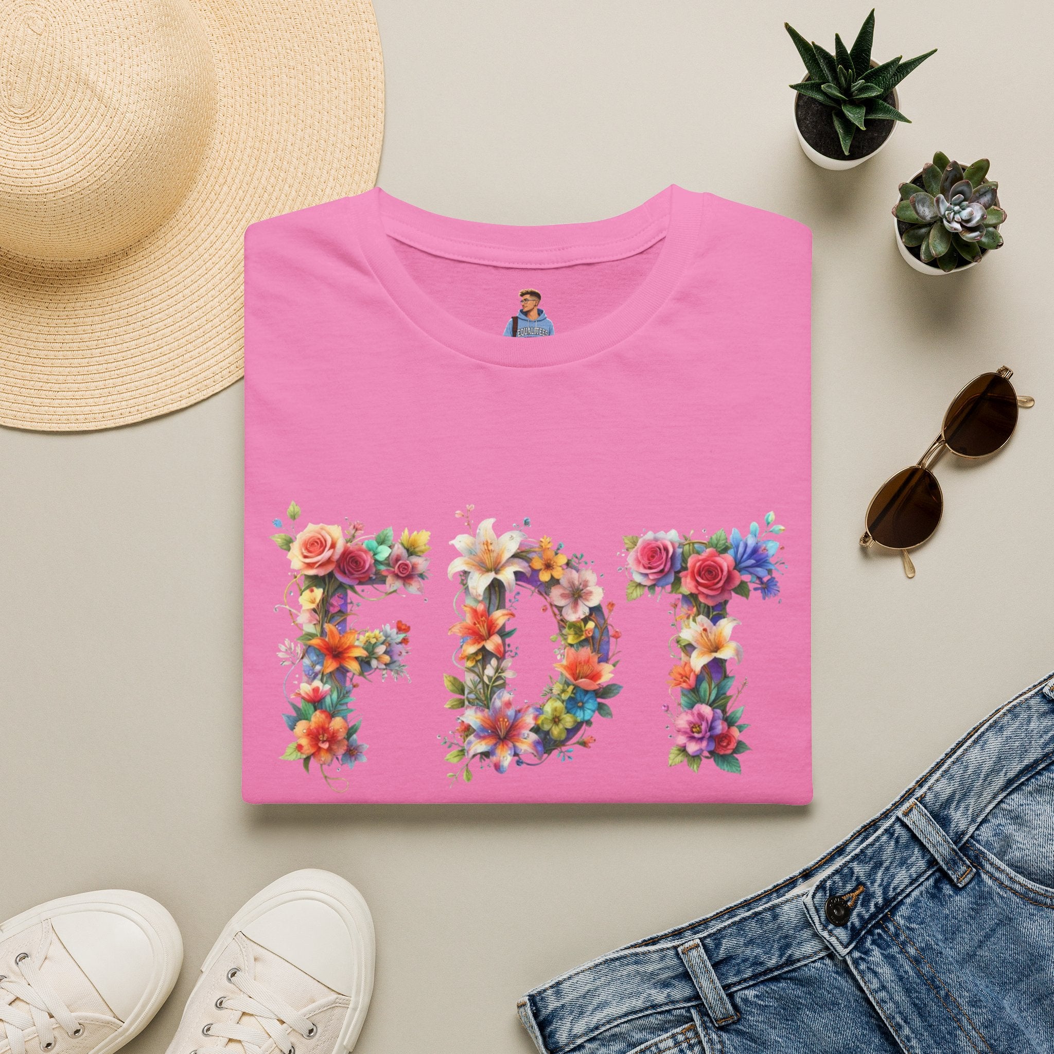 FDT Bold Floral Typography T-Shirt