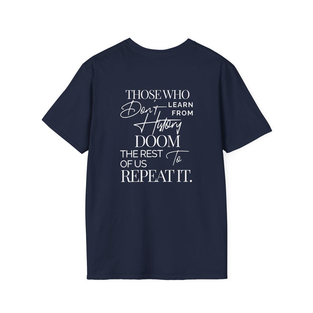 Patriotic Unisex Softstyle T-Shirt - "USA" & History Quote Design