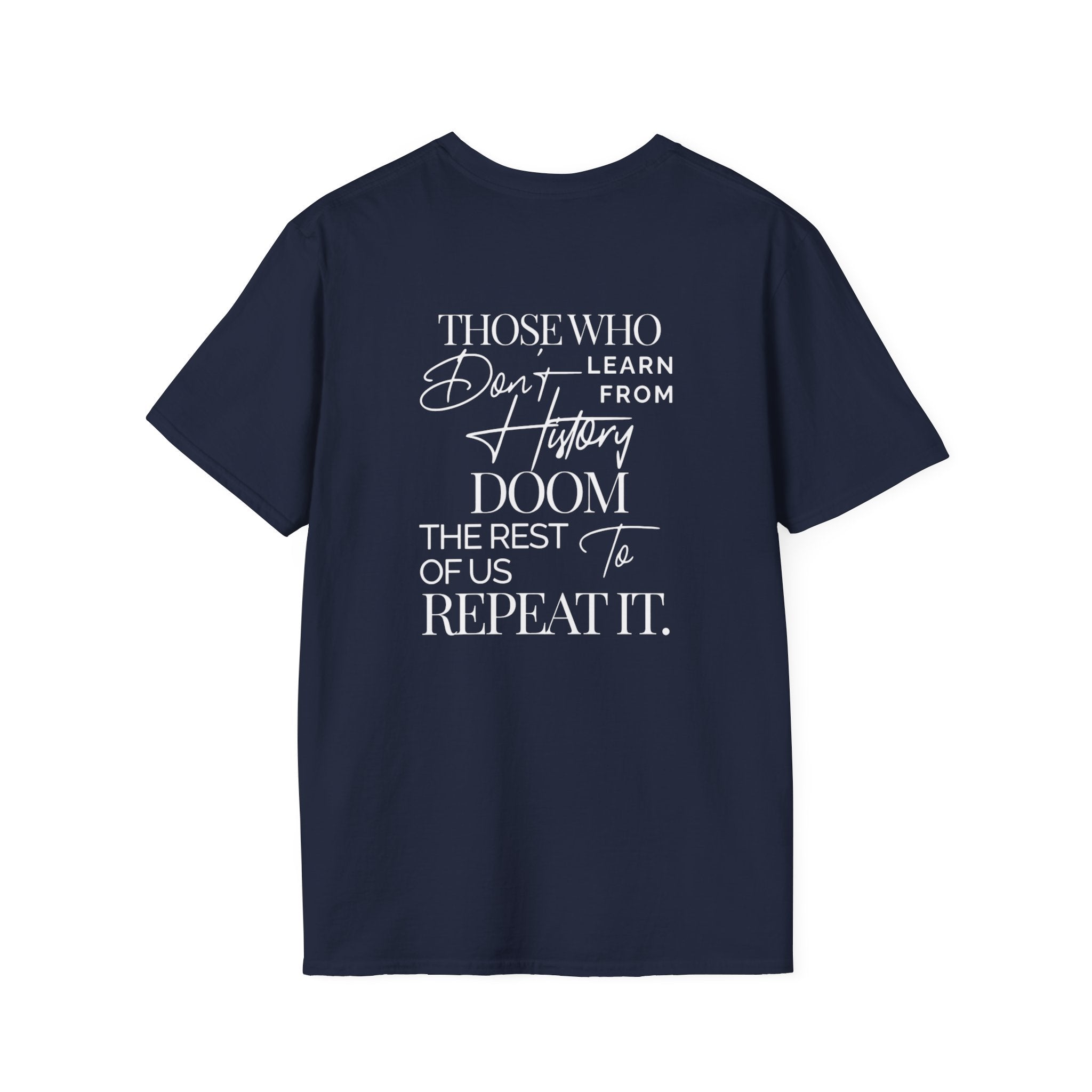 Patriotic Unisex Softstyle T-Shirt - "USA" & History Quote Design
