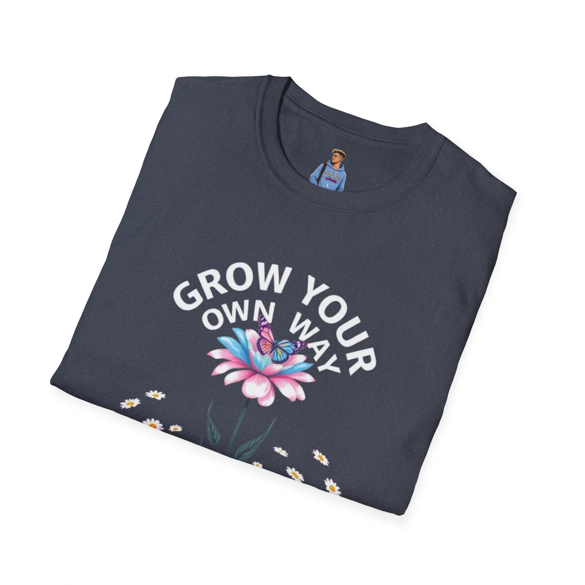 Grow Your Own Way Trans Pride Unisex T-Shirt - Floral Design for Garden Lovers