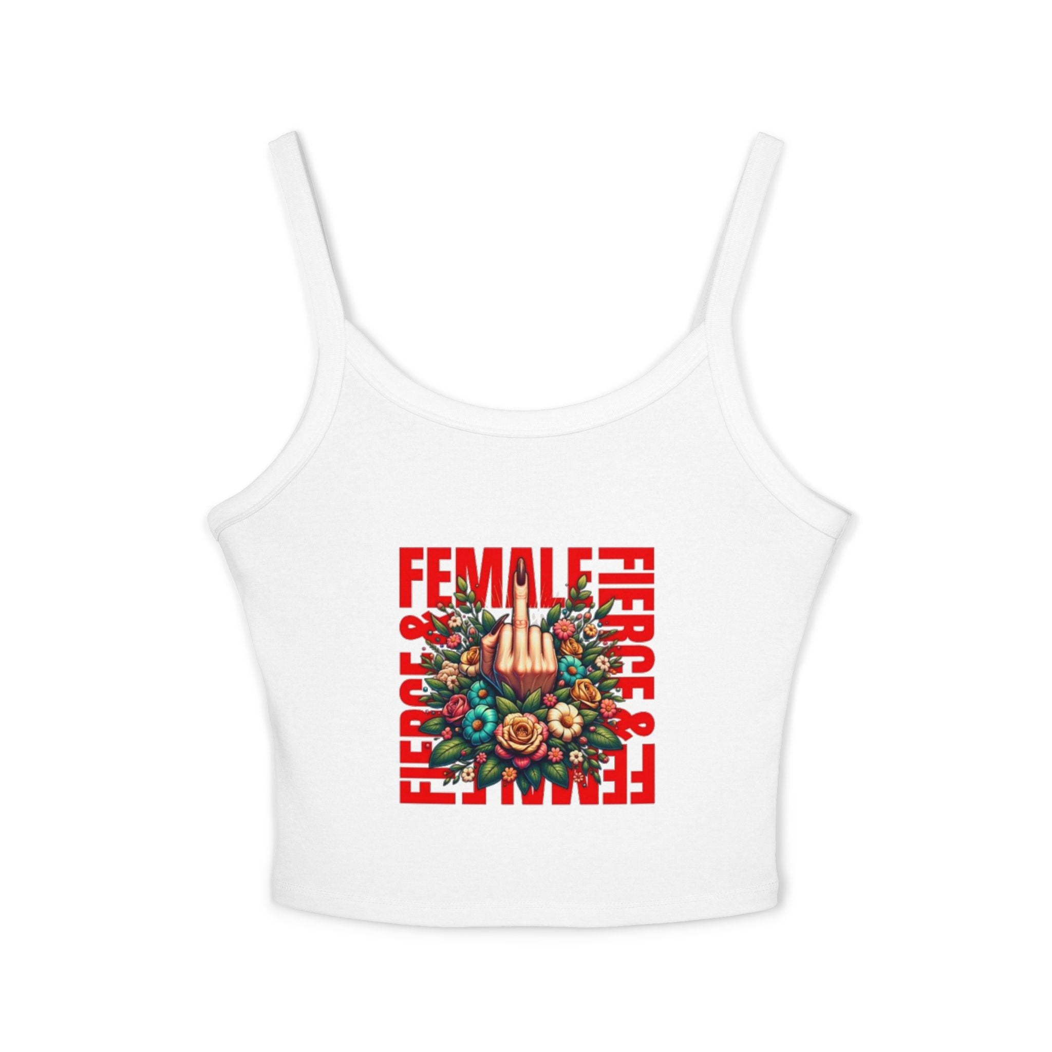 Fierce Female Floral Spaghetti Strap Tank Top
