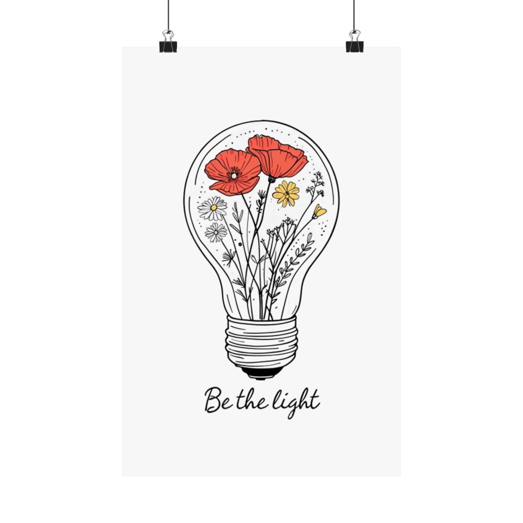 Inspirational Matte Vertical Poster - 'Be the Light'