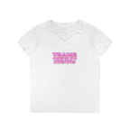 Ladies' V-Neck T-Shirt - 'Trans Visibility Saves Lives' - Empowering Pride Apparel