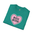Unisex Softstyle T-Shirt - 'Boss Bitch' Heart Design - Funny Statement Tee