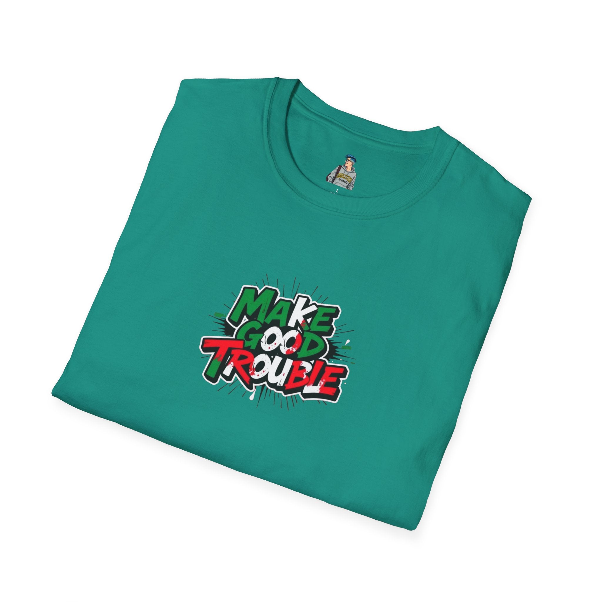 Make Good Trouble Unisex Softstyle T-Shirt | Fun Graphic Tee for Activists & Trendsetters