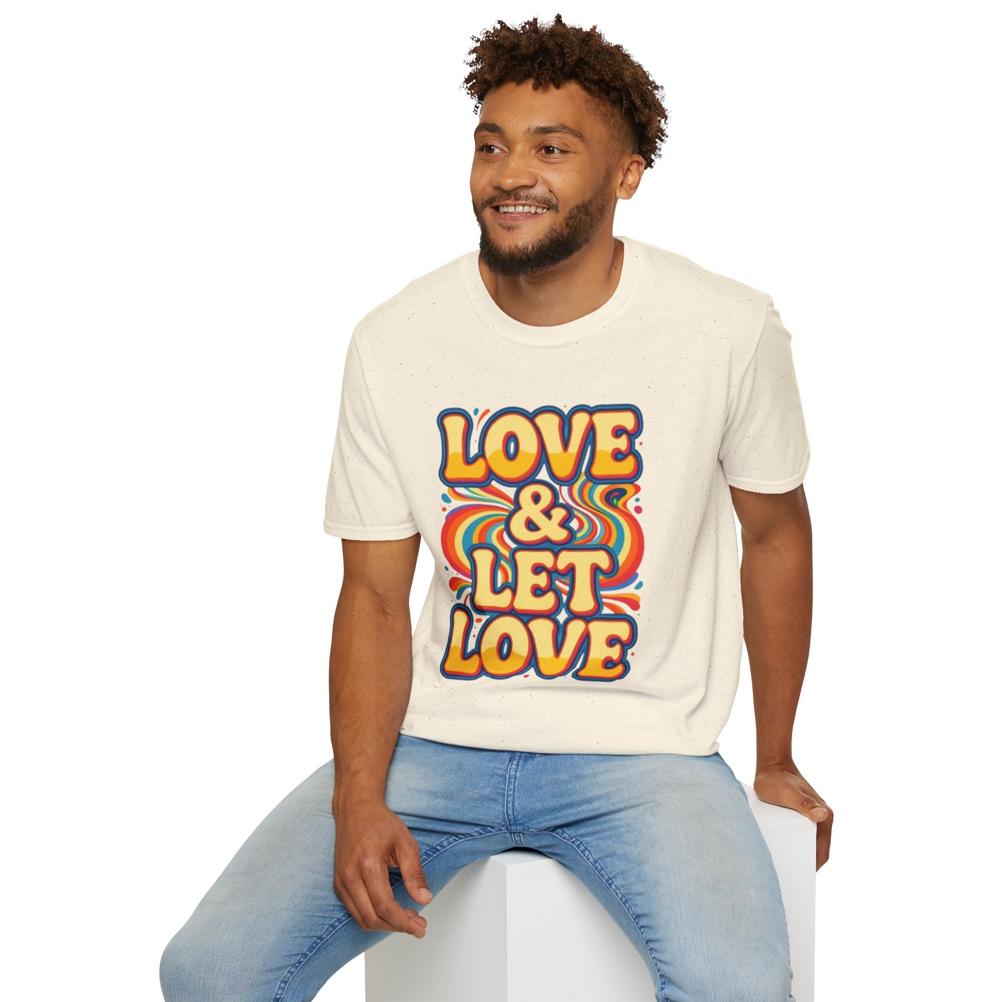T-Shirt — "Love & Let Love" Retro Rainbow Peace Tee