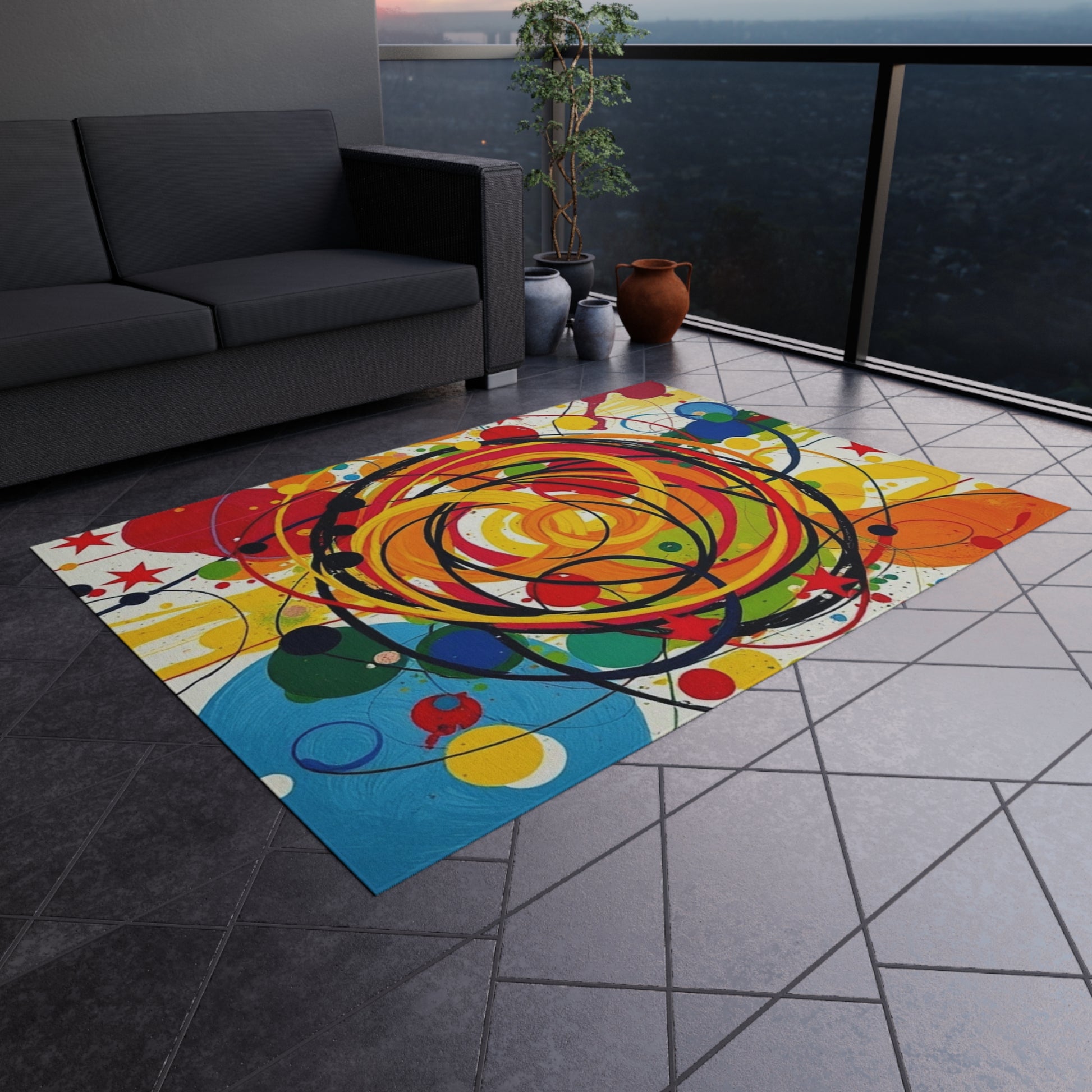 Abstract Swirls Outdoor Rug