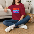 LGBTQ+ Pride Unisex T-Shirt - "Hate Never Made Anyone Less Queer" & "We All Belong" Design