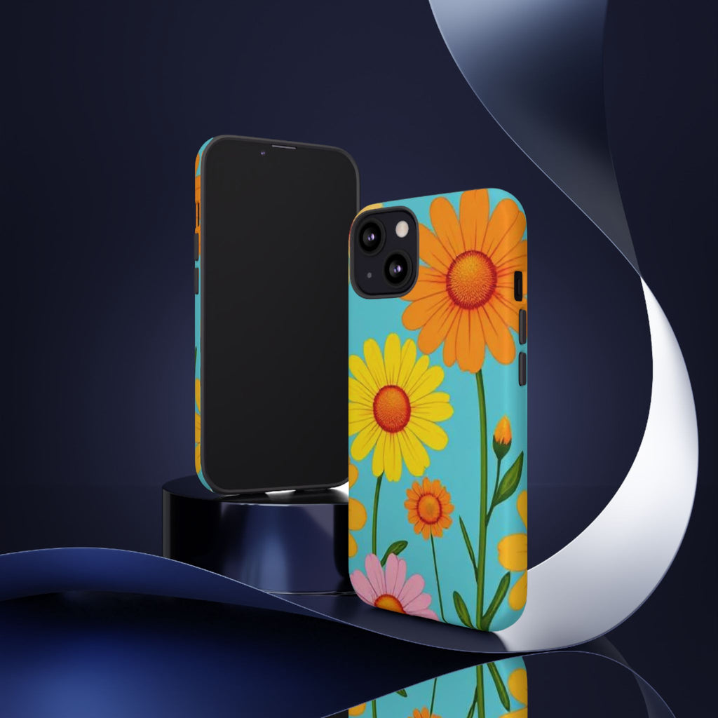 Floral Tough Phone Case for iPhone — Bright Daisy Garden Protective Cover