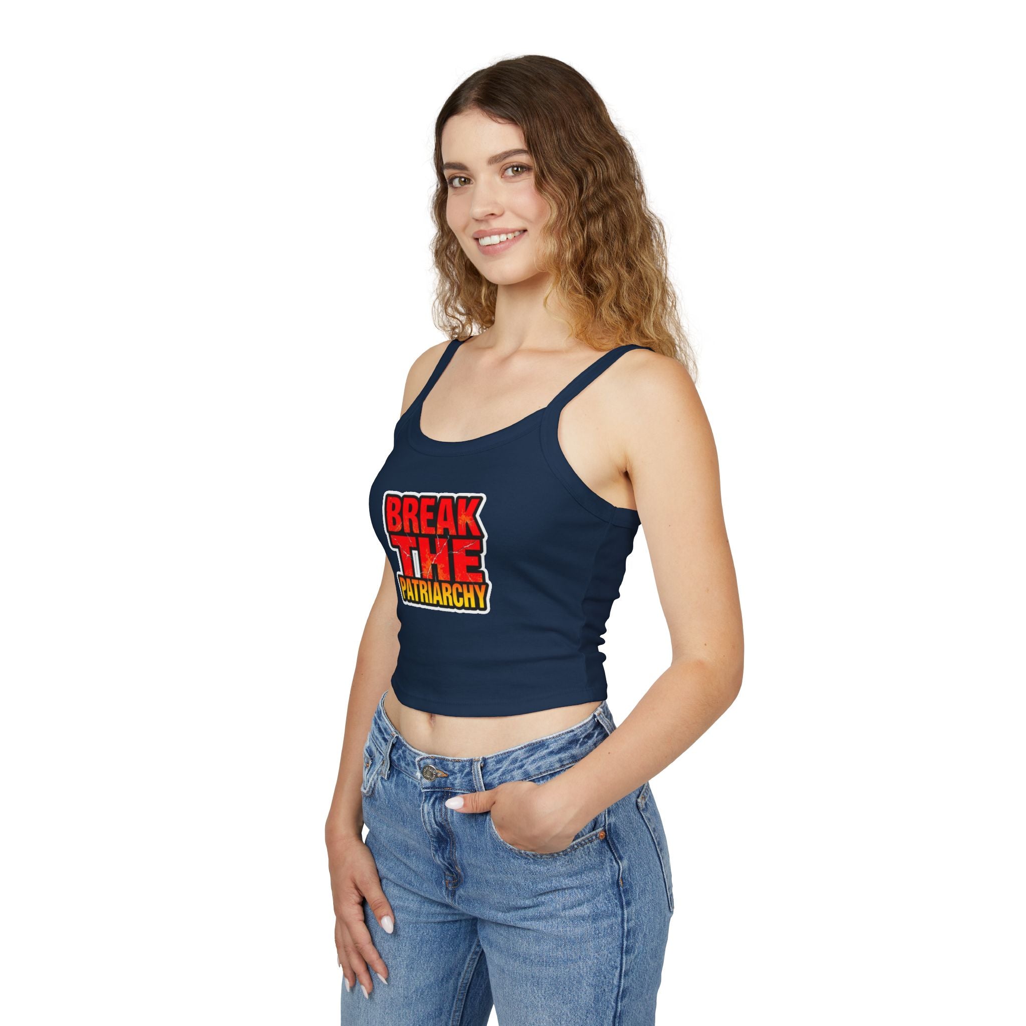 Women's Spaghetti Strap Tank Top - "Break the Patriarchy" Statement Tee