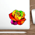 Die-Cut Stickers - Rose - Rainbow Stained Glass Design