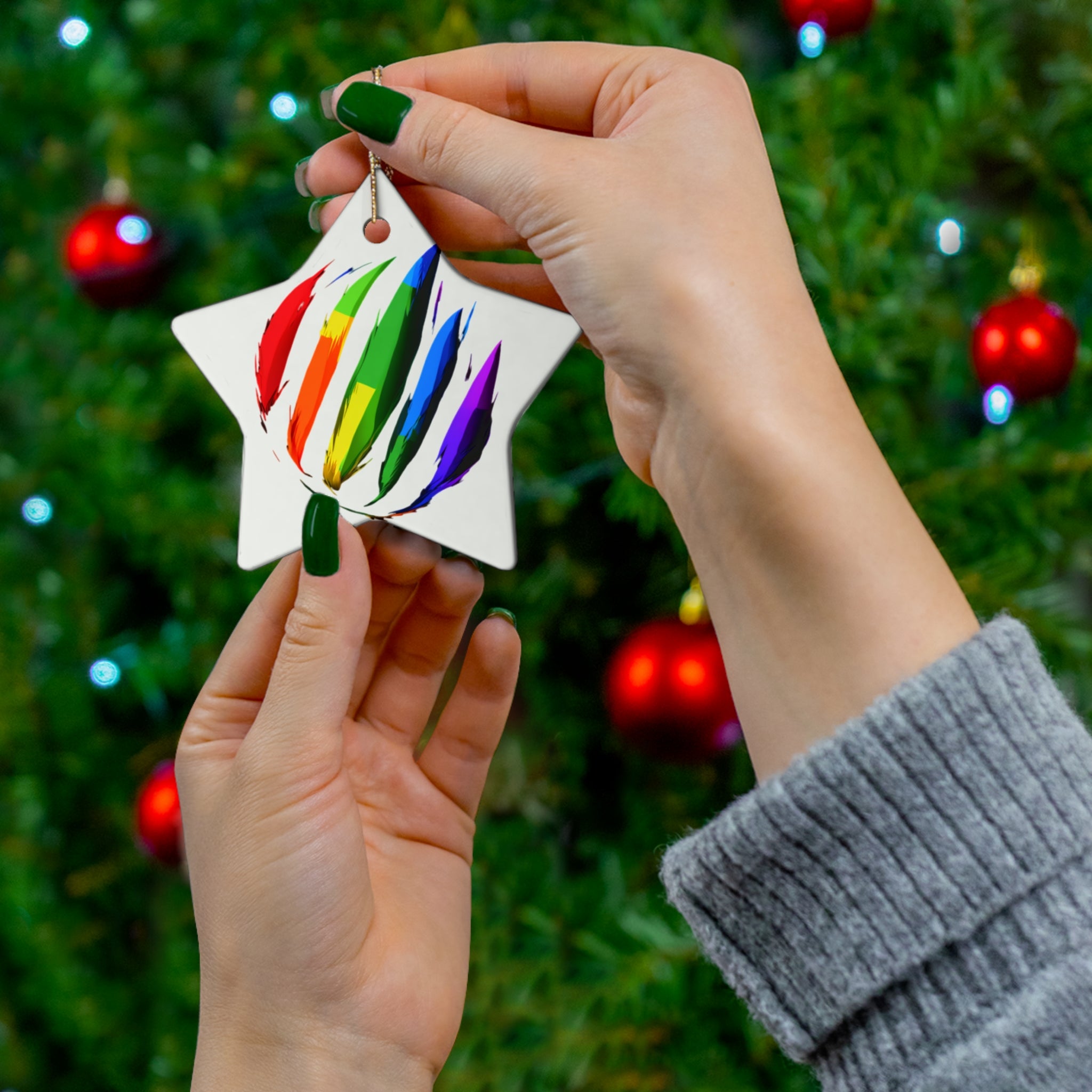 Rainbow Scratch Ceramic Ornament - 4 shapes